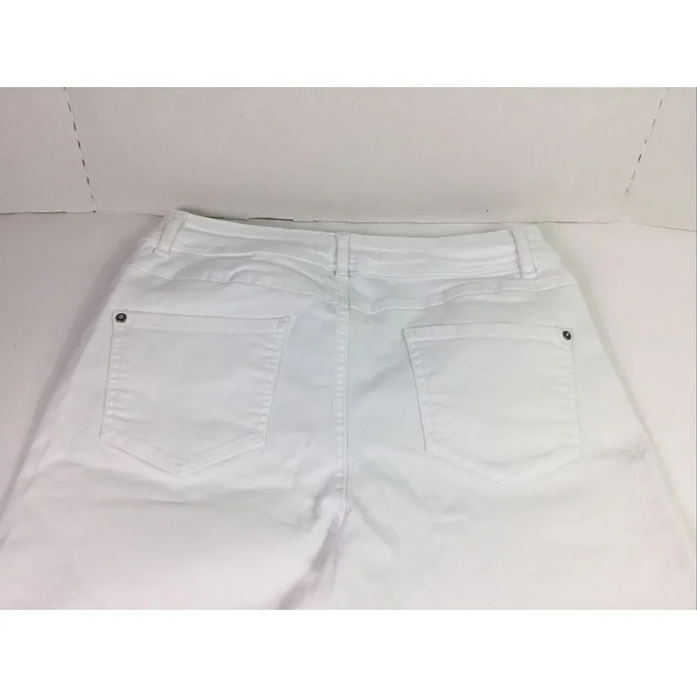 EST 1946 Denim Womens Size 16 Bermuda Shorts‎ White stretch high rise Cuffs